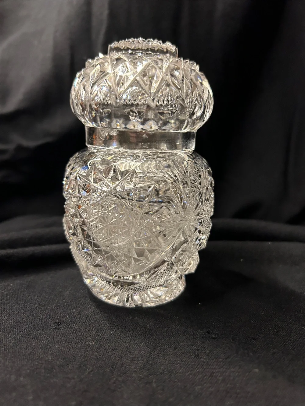 Clear Cut Glass Decorative Jar with Lid SMALL CHIPS